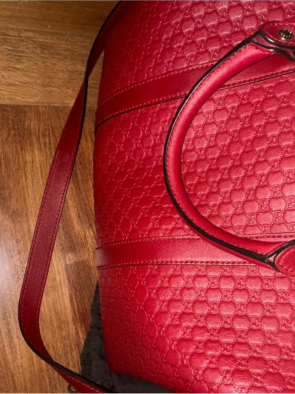 Gucci Burgundy Embossed Monogram Leather Satchel